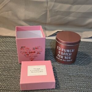 I'd Punch A B**** For You Pink and Brown Candle with Gift Box